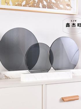 轻奢大理石摆件工艺品欧式简约现代样板间玄关书房电视柜茶几台面