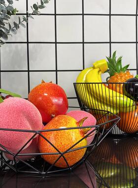 样板房间厨房餐厅高彷真水果模型摆件假柠檬果篮套装轻奢软装饰品