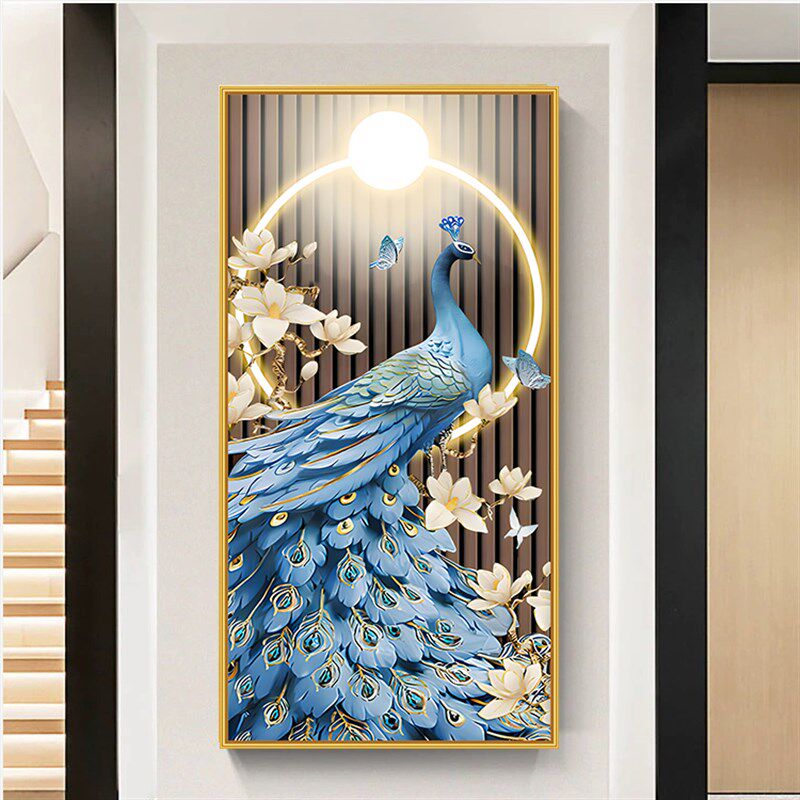 速发自粘防水简约孔中式玄廊过道墙贴画走关装饰贴纸壁画唯美吉祥