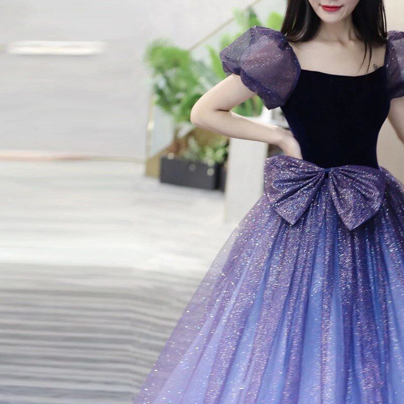速发小众轻奢高端晚礼服年会高贵星空紫在逃公主连衣裙2025新款敬