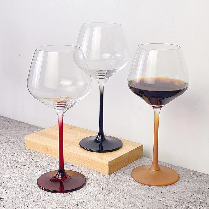 速发黑脚水晶璃玻红商高脚杯2支对装酒杯波尔多礼盒装腿用