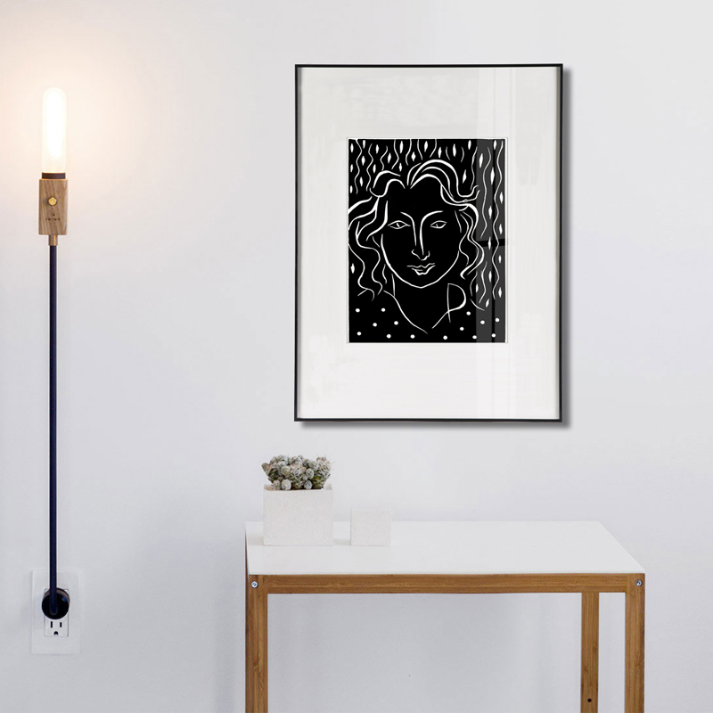 现货速发马蒂斯黑白简约线条人物素描装饰画版画装裱小尺寸挂画墙图片