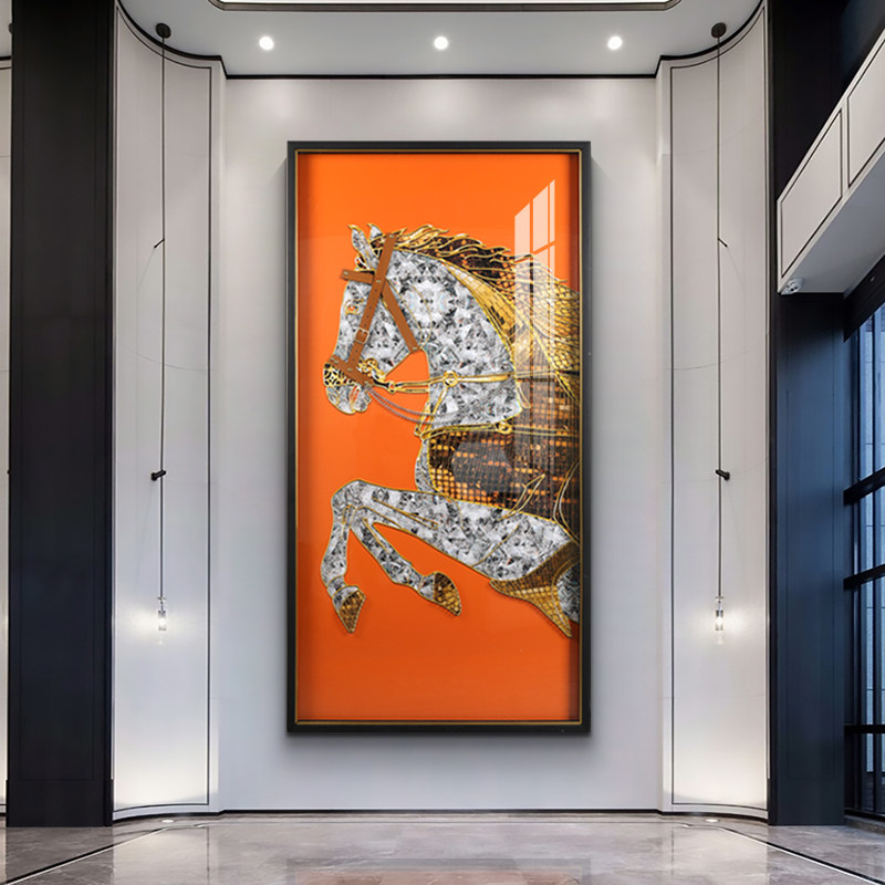 速发关到成壁玄马装饰画简约客厅走廊过道功画高级感手工立体线画