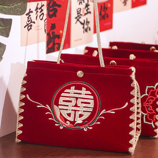 速发色娘结婚装用红新婚礼专红包袋子方陪嫁喜字婚包婚庆用品