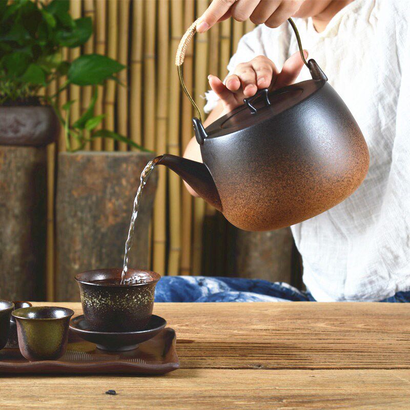 速发大号容量陶瓷煮茶壶耐高温手工烧新壶陶电炉煮茶器家用提梁泡