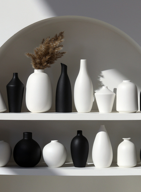 速发创意白色陶瓷轻小奢花瓶高级感插花干花水培迷你花器日式