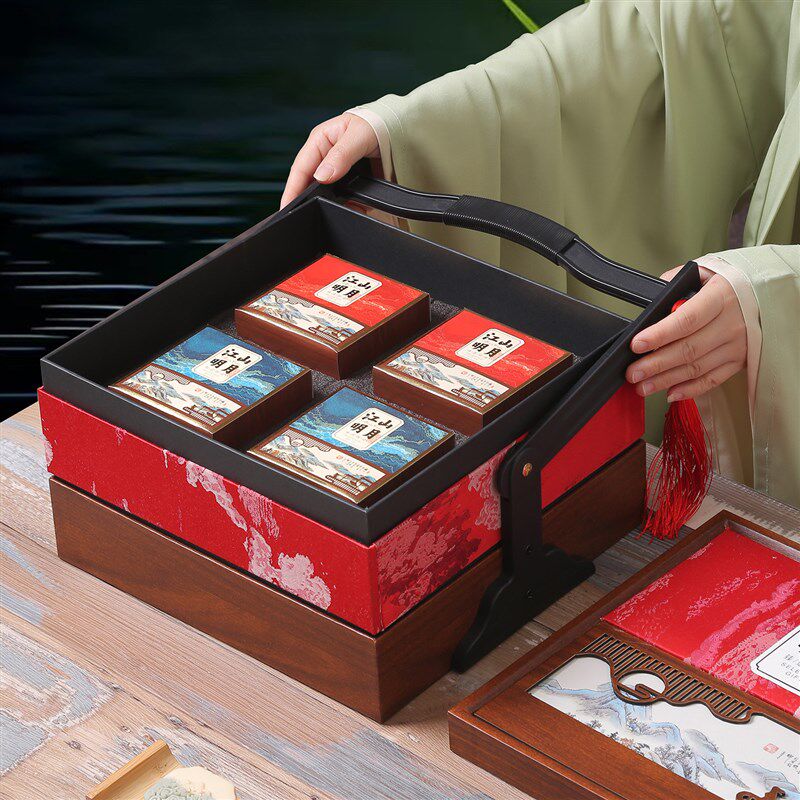 热销现货月饼礼盒空盒创意酒店双层月饼提篮盒中秋礼盒月饼包装盒