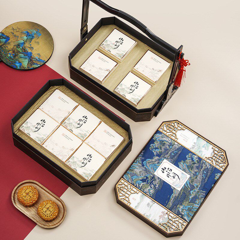 热销2025月饼包装盒新中式国风创意高端双层手提盒中秋节礼盒空盒