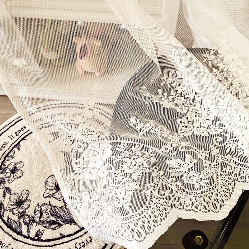 热销文艺橱柜帘遮挡帘免打孔隔断帘门帘高级感半帘白纱窗帘头自粘