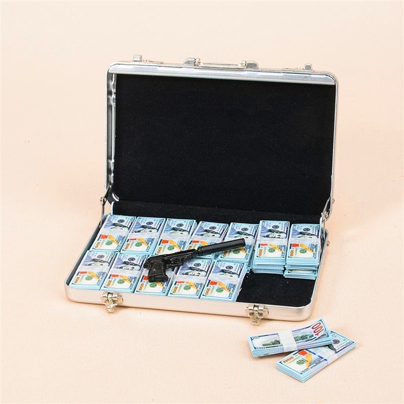 热销采购产品迷你铝合金密码盒,微型模型道具,美元钞票,金条,