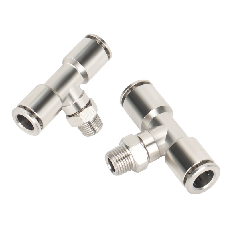 热销全铜镀镍快速快插气动接头PB6/8-02 T型三通外螺纹高温高压耐