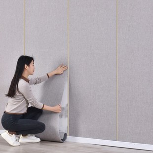 热销亚麻墙布自粘防水加厚电视背景墙纸客厅卧室壁布防V潮简约装