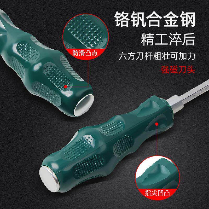 热销一字螺丝刀平口十字穿心超硬可敲击大全工具套装大号梅花改锥