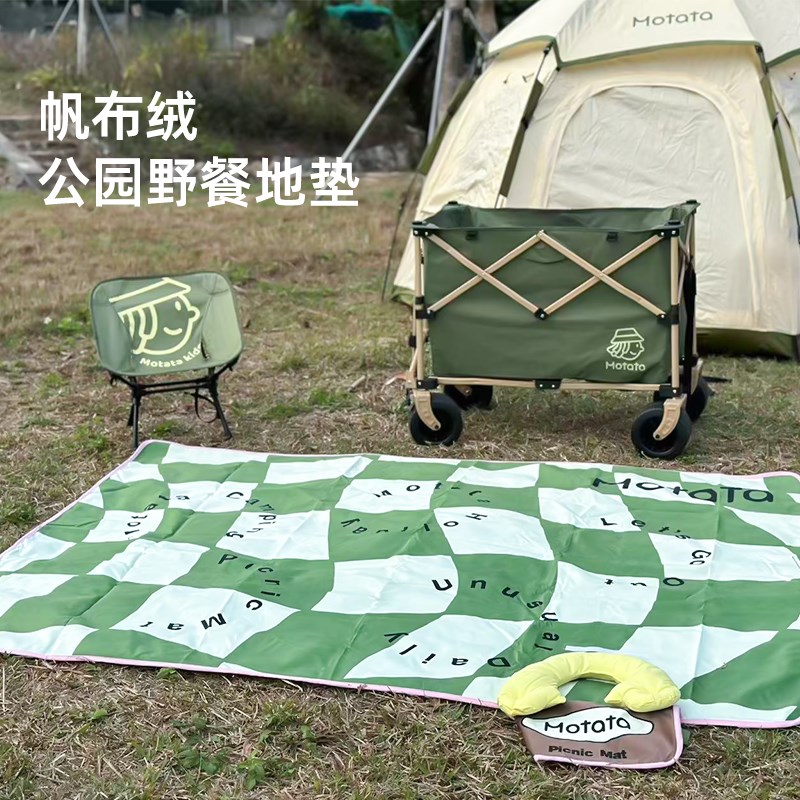 热销户外露营手推车铝合金拖车营地车野餐垫户外帐篷儿童椅折叠桌