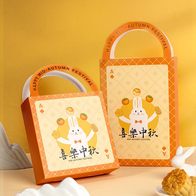 热销月饼包装盒荷花酥手提方形创意礼盒绿豆糕点空盒中秋新款礼品