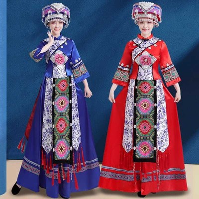 速发土家族服装成人湘服少数民族新盛装长裙恩施舞蹈西出演租赁