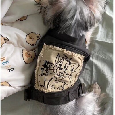 速发裤服夏仔背带衣猫咪衣服复古做旧春牛秋新款