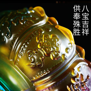 速发琉璃酥油灯灯座 藏式莲花灯油酥灯座 供佛前灯吉祥供佛八烛台