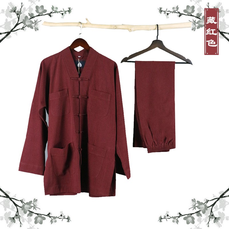 速发僧服用品亚麻短褂复古棉麻小褂和尚禅修服四季僧衣套装透气吸