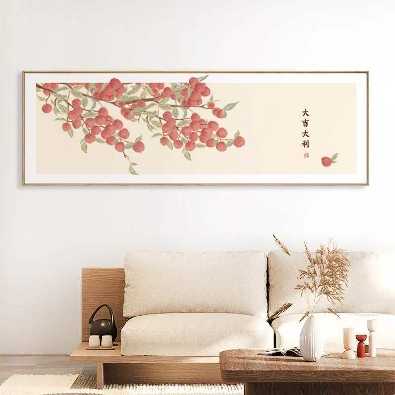 速发新中式水果荔枝装饰画客厅沙发背景墙挂画鸿运当头大吉大利壁图片