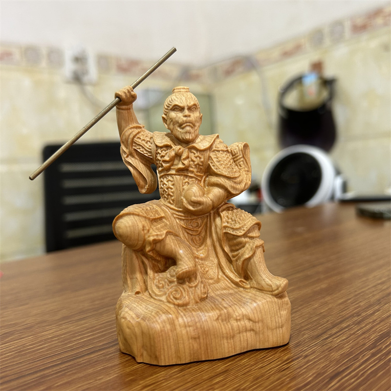 速发崖柏木雕刻斗战圣佛像摆件齐天大圣神像家居汽车装饰工艺礼品