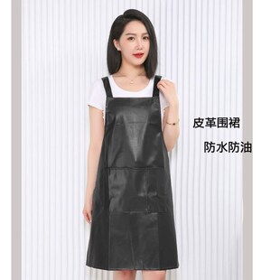 速发家尚防水皮革围裙时用厨摆房摊小吃防油围腰pu软皮罩衣男工