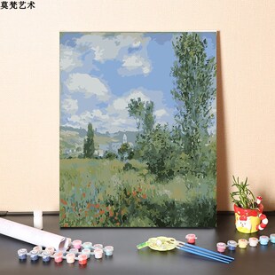 速发数字油画手界填充世工名画莫奈亚嘉手巡礼杜绘涂色丙烯油彩画