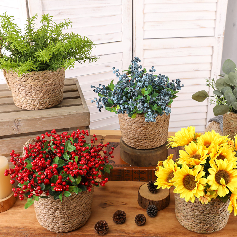 速发美式田园花红果向日葵物类植蕨客厅餐装民宿壁挂桌饰摆件