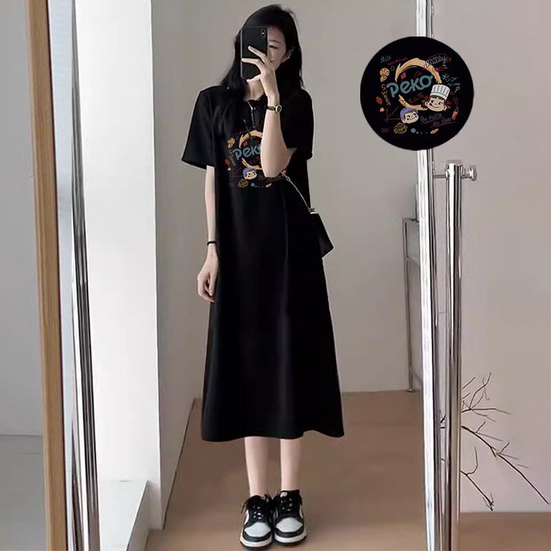 速发孕妇连衣裙夏款2024新款时尚孕妇t恤裙子夏季开衩过膝长裙夏