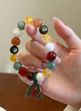 【平安夜】天然水晶手串圣诞节元旦礼物送女友红胶花雪花幽灵手链