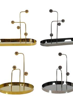 新中式创意金属异形收纳托盘摆件卧室客厅样板房电视柜家居装饰品