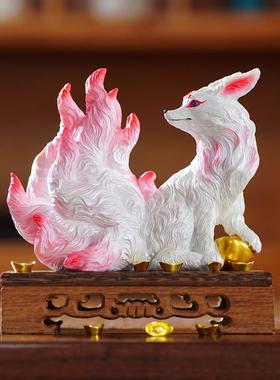 九尾狐桌面神像摆件招财供奉堂口白狐小狐狸真身灵狐娘娘生日礼物