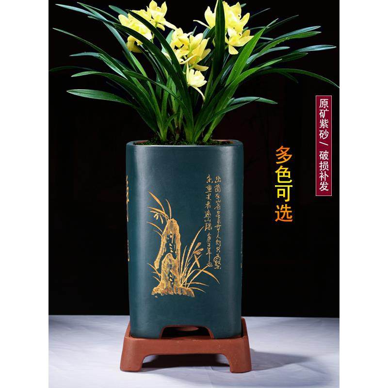 紫砂花盆四方高签筒盆透气大号兰花悬崖盆老桩古典宜兴手工盆花盆,鲜花速递/花卉仿真/绿植园艺,花盆,淘宝优惠券,粉丝福利购,淘宝优惠卷