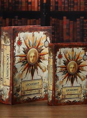 创意复古假书皮革木质仿真书收纳盒装饰摆件拍照道具书壳子藏手机