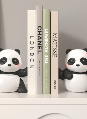 速发可爱熊猫书挡摆架桌关书架客厅酒柜办公室家居装饰品玄面书立