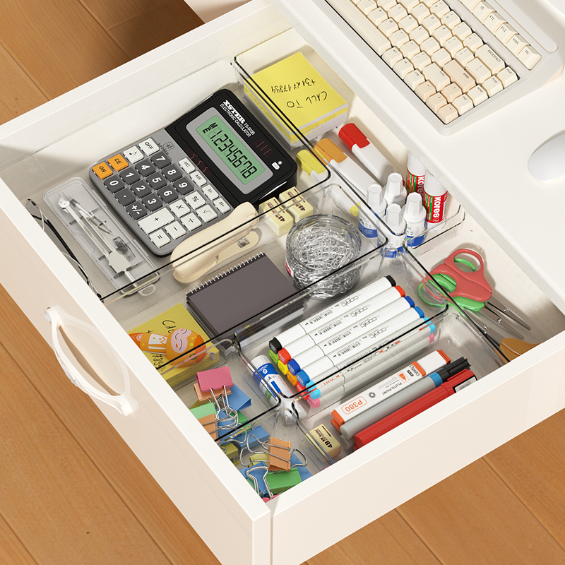 速发分面抽屉杂纳盒分隔收物梳妆台收纳桌格塑料透明盒办公室整理