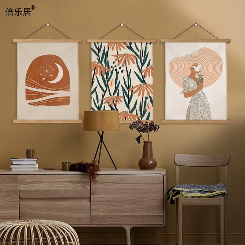 现货速发风简约场景背景布挂布卧室床头房间装饰布艺挂画遮挡墙画图片