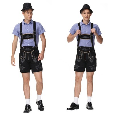 速发2021新款啤人服成酒男巴伐利亚传统服带典格子打底背经裤