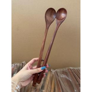 一诺厨房韩式搅拌料理加长烹饪勺子长柄木勺吃饭用木质奶锅木头勺