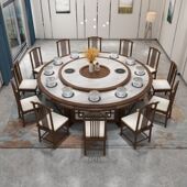 自动火锅桌餐桌20人位带电磁炉大圆桌G一人一位小火锅电磁炉一体