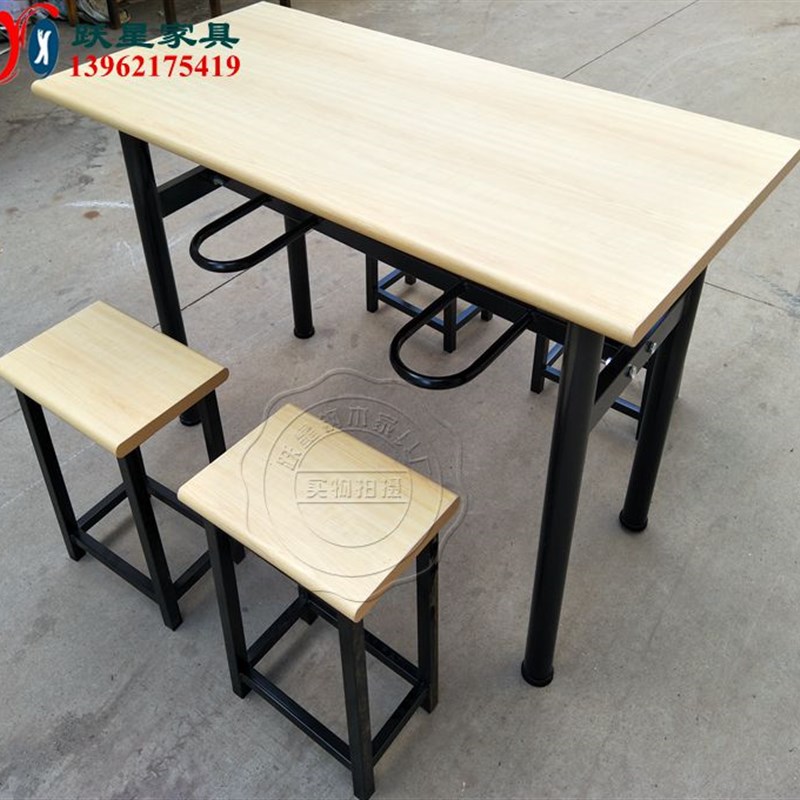 食堂餐桌椅组合j4人6人位挂凳快餐工厂餐厅员工小吃店学校商用桌
