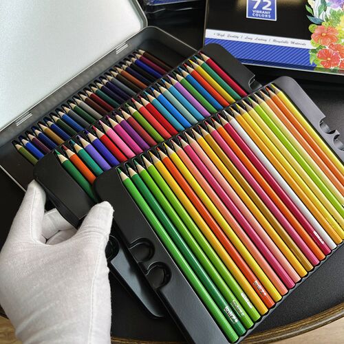 出口整单!性价比巨高o!铁盒装素描油性绘画画美术彩色铅笔72色装