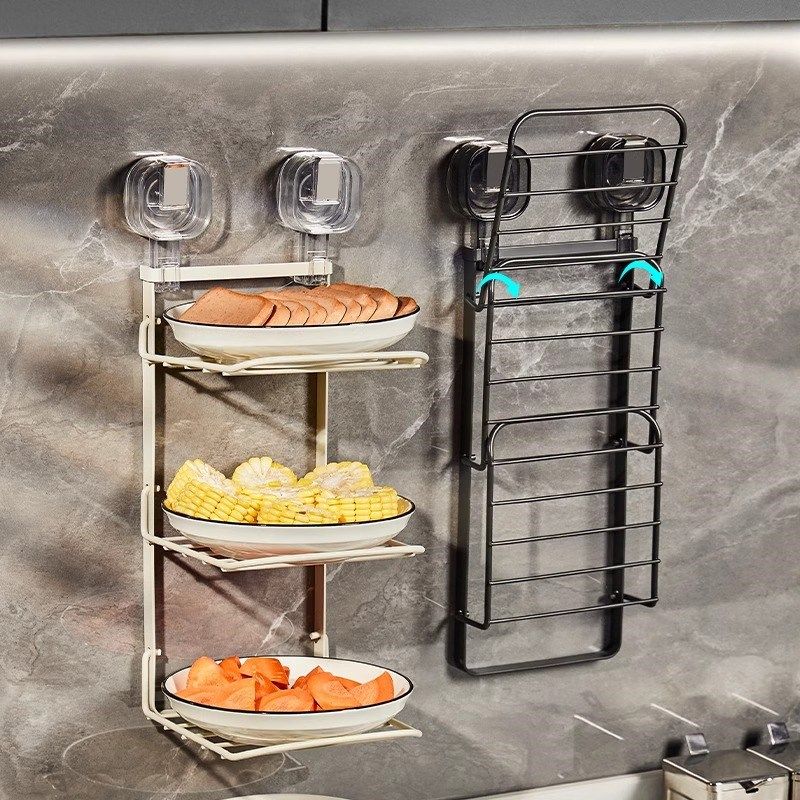 吸盘铁艺备菜盘置物架碟子菜盘收纳架折叠L壁挂式厨房多层配菜神,厨房/烹饪用具,配菜/备菜盘,淘宝优惠券,粉丝福利购,淘宝优惠卷