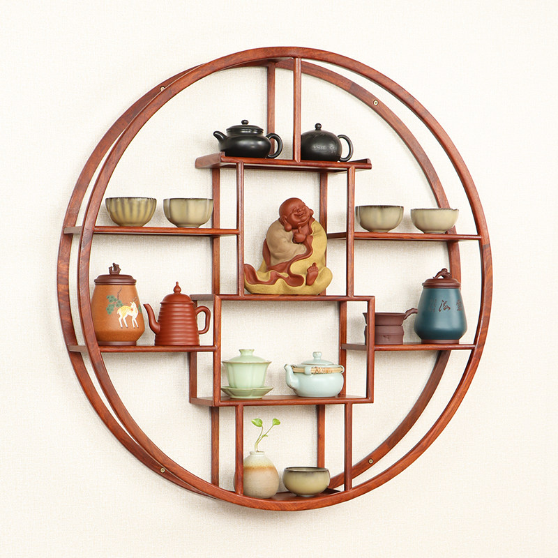 小博古架实木中式多宝阁摆件茶具古董架茶壶茶叶展示架Z壁挂置物