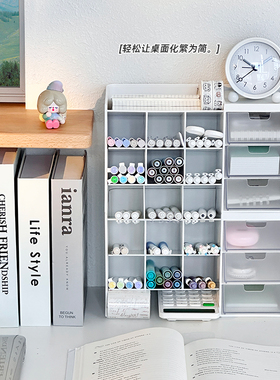 桌面收纳盒抽屉式化m妆品学生办公书桌文具整理工位神器笔筒置物