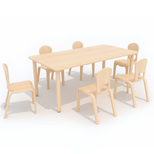 爱丁堡儿童桌椅h组合幼儿园实木多层板曲面椅升降长方桌托育托班