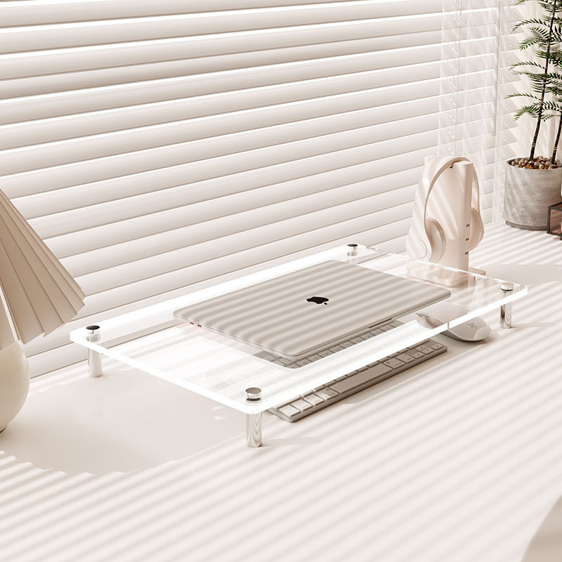 亚克力显示器增高架办公室工位台式电脑置物架P桌面笔记本支架收