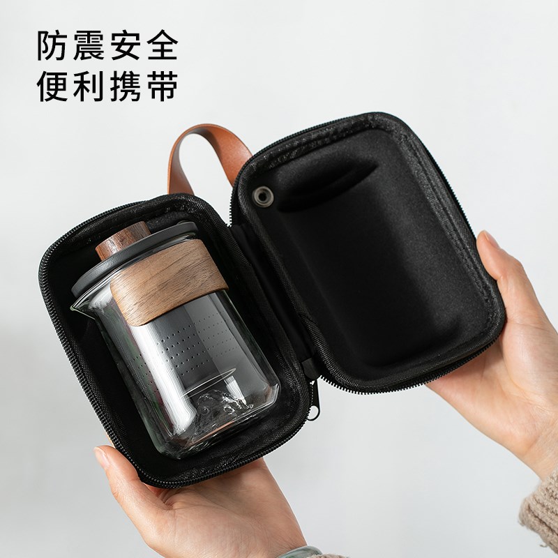 玻璃便携式旅行茶具小套s装护外露营泡茶陶瓷快客杯个人专用随身