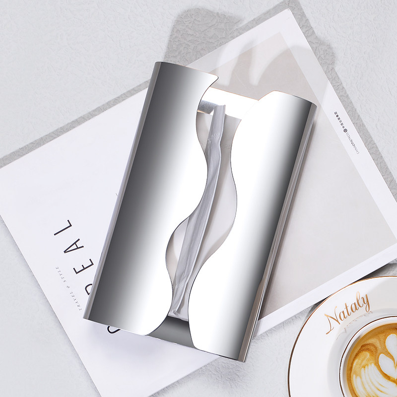 轻奢风曲形银色不锈钢纸巾盒客厅金属抽纸盒酒P店卫生间纸巾收纳,收纳整理,纸巾盒,淘宝优惠券,粉丝福利购,淘宝优惠卷