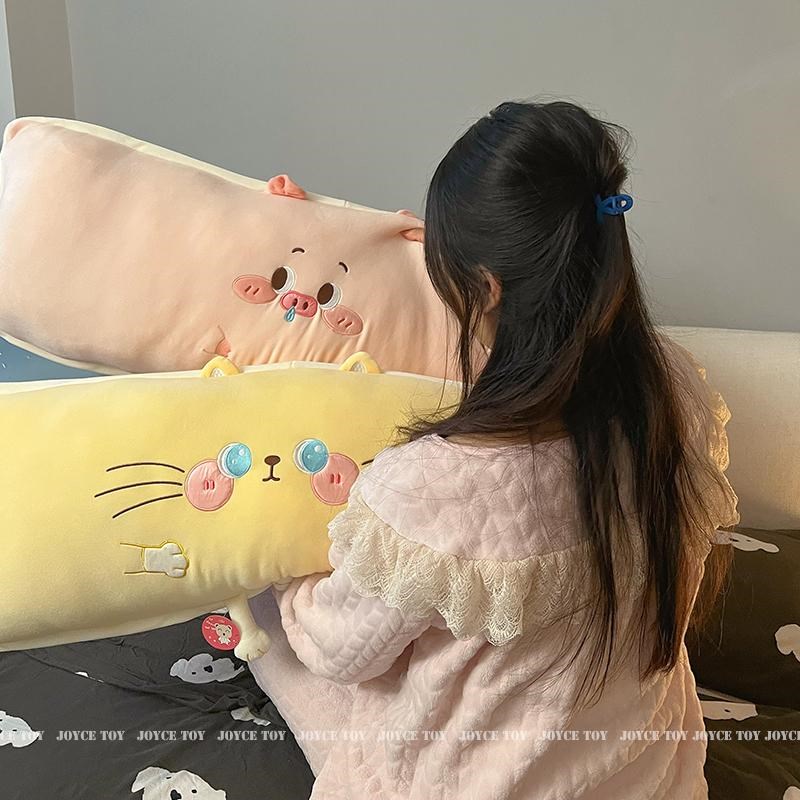 可爱猪猪抱枕长条枕靠枕床上枕头抱睡觉女生大P靠背猫咪靠垫可拆